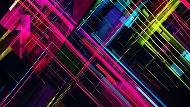 Abstract Data Flow: An intricate web of colorful lines and geometric shapes creates a mesmerizing depiction of the complex digital world.