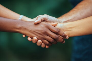 Diverse Hands Coming Together in Unity, Symbolizing Empowerment, Support, and Collaboration for All