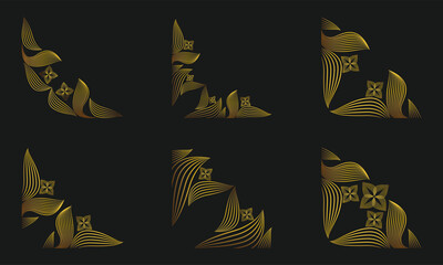 golden floral corner ornament set