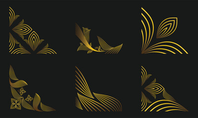 golden floral corner ornament set