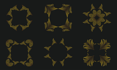 Luxury Gold Line Ornament Collection on Dark Background