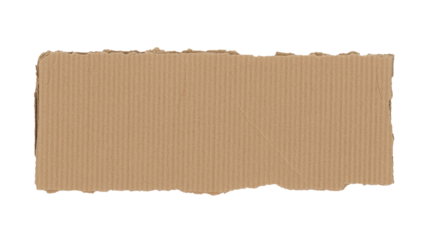 High-resolution photo of textured brown corrugated cardboard with torn edges png isolated on transparent background