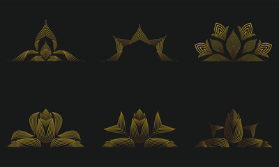 Symmetrical Gold Line Floral Ornament Design
