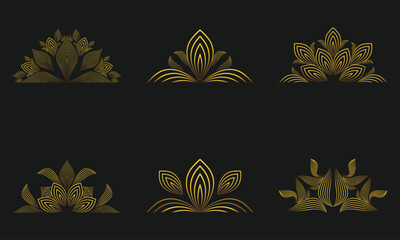 Symmetrical Gold Line Floral Ornament Design