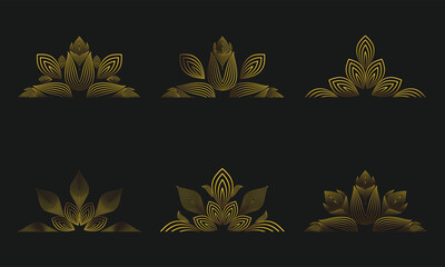 Symmetrical Gold Line Floral Ornament Design