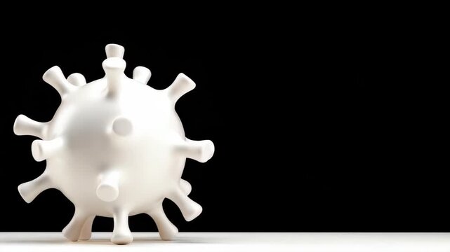 Microscopic Invader: A sleek, 3D-rendered virus model stands in stark relief, symbolizing the invisible threat of microscopic invaders. Evoking a sense of scientific intrigue.