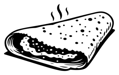 Brazilian tapioca crepe folded pancake with steam food vector illustration