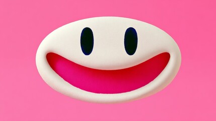 A cartoon face with a big smile and pink lips. The image is a close up of a cartoon character with a big smile on its face