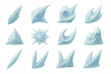 Fototapeta premium Stylized ice shapes and forms for winter and holiday designs