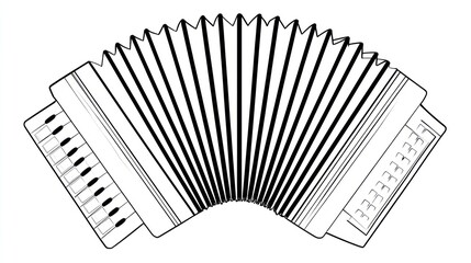 Black and white illustration of a musical instrument with bellows and keys