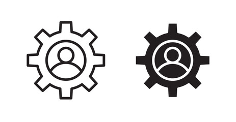 Account settings icons, black line art and clipart vector logo