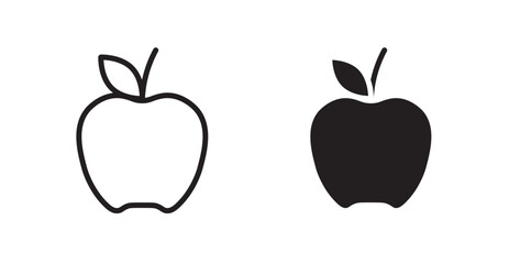 Apple icons, black line art and clipart vector logo