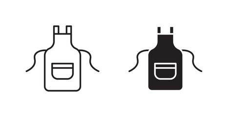Apron icons, black line art and clipart vector logo