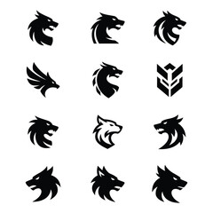 Obraz premium Set of Dynamic Wolf Head Logos