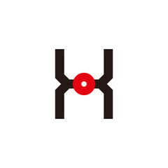 letter hx center simple geometric web logo vector