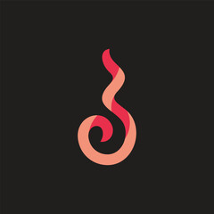 spiral flame ribbon smoke red 3d gradient logo vector
