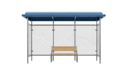 Bus Stop Shelter Isolated on White Background