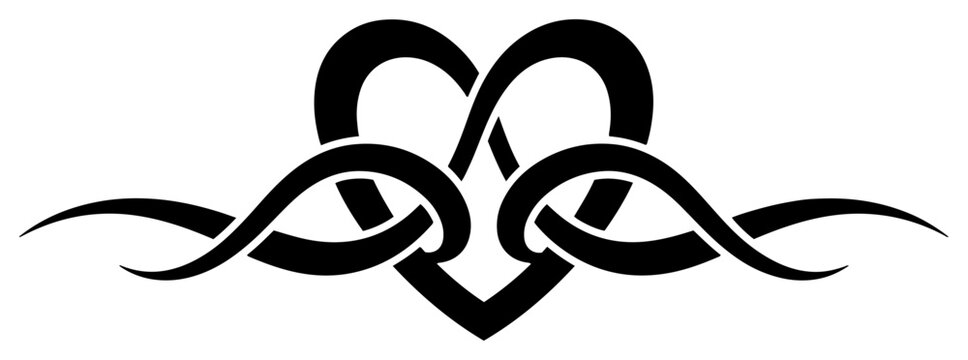 Intertwined Celtic heart tattoo Eternal love knot vector symbol for wedding or valentine