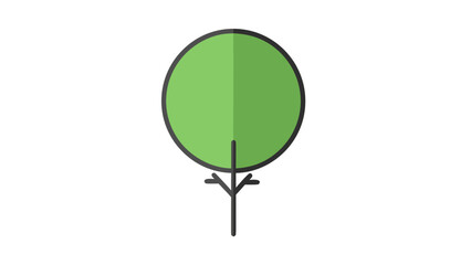 Obraz premium Minimalist Green Tree Icon with Simple Stem and Dark Shadow Against Black Background Flat Design Style