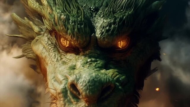 Ferocious Dragon Unleashed - A Fantasy Creature in a Fiery Realm.