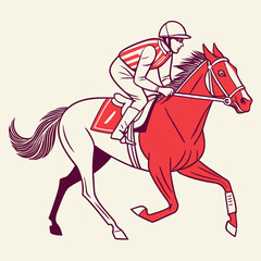 Fototapeta premium Jockey riding a racehorse in full stride showcasing speed and agility on the track.