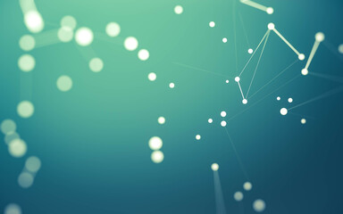 Abstract background. Molecules technology with polygonal shapes, connecting dots and lines. Connection structure. Big data visualization.