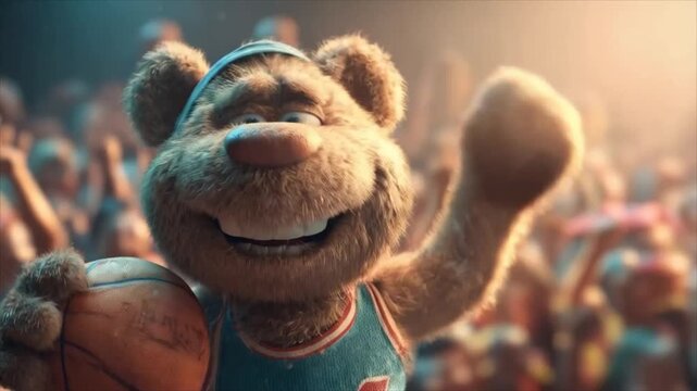 Space Jam Bear Cheerleader - A Nostalgic Animated Celebration.