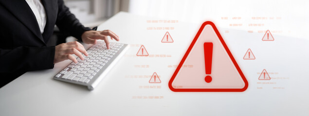 Cybersecurity alert warning showing red cyber for data breach, network threat, and cyber security system vulnerability with emphasis on security risk, caution, digital protection Latch