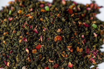 Macro closeup of colorful loose leaf herbal tea