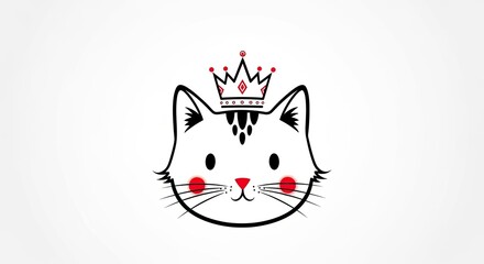Royal Feline: An adorable cat is adorned with a regal crown, embodying a sense of elegance and playfulness. The illustration suggests the cat's inherent dignity and charm.