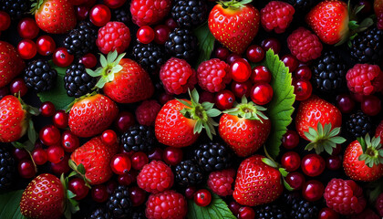 Fototapeta premium red fruits blended top view