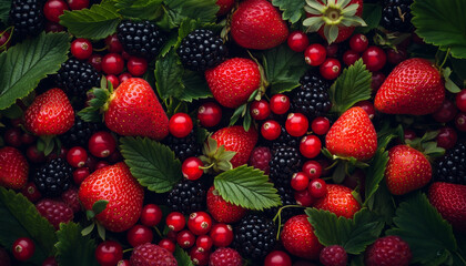 red fruits blended top view