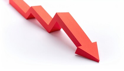 A vibrant red arrow decisively points downward, a symbol of decline or decrease.