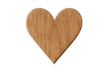Wooden heart shape symbolizing love on transparent background