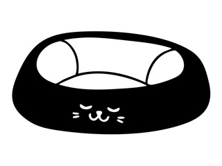 Cat bed outline doodle. Hand drawn vector isolated illustration. 