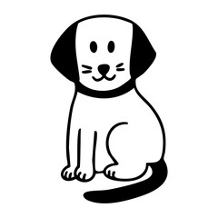 Dog with face patch outline illustration. Hand drawn vector isolated illustration.