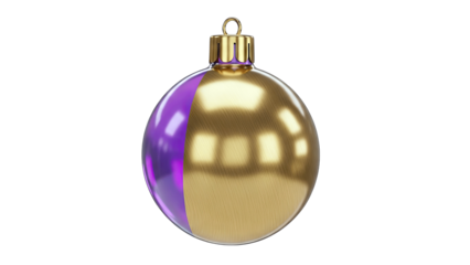Christmas Ornament with Purple and Gold Design on White Background