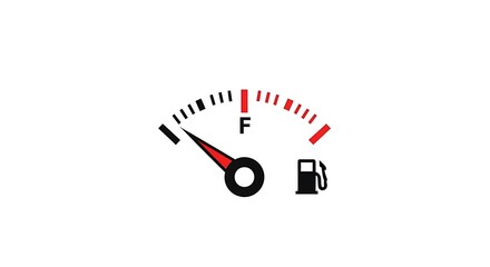 Fuel gauge showing low fuel level on white background.