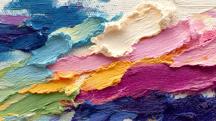 Multicolored abstract oil painting waves texture background