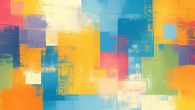 Abstract colorful grunge square patchwork background