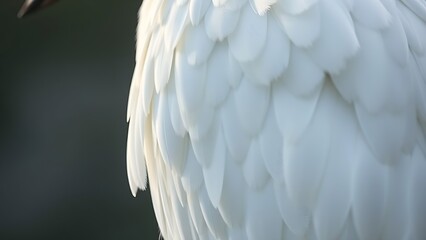 Close-up of delicate white feathers, highlighting nature's elegance and intricate beauty.
