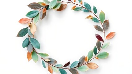 A circular wreath of watercolor leaves with gold accents, exuding artistic charm and harmony.