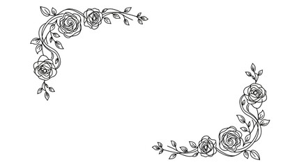 Elegant Black and White Rose Floral Corner Design for Invitations and Decorations