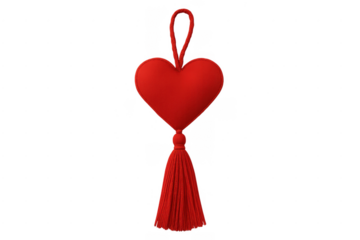 Red heart and tassel ornament hanging