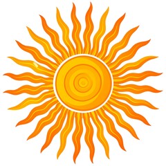 Naklejka premium A radiant sun illustration, featuring a central sphere, surrounded by wavy, pointed, orange rays
