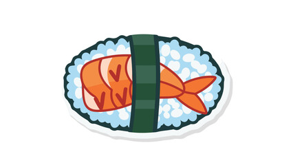 Pixel Art Sushi Roll With Shrimp Topping On White Background A Delicious Japanese Food Item Representing A Culinary Delight And Asian Cuisine A Simple And Vibrant Illustration Of A Popular Dish