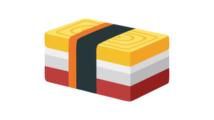 Pixel Art Sushi Nigiri With Tamagoyaki Topping And Nori Band On Black Background