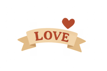Love text on retro banner with heart