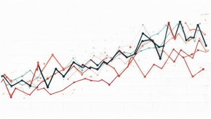 Multi-colored line graph showing fluctuating data trends over time on a white background