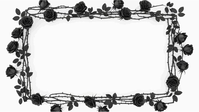 Elegant black roses and thorns frame perfect for gothic themed invitations or designs